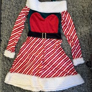 Festive Red and White Striped Dress